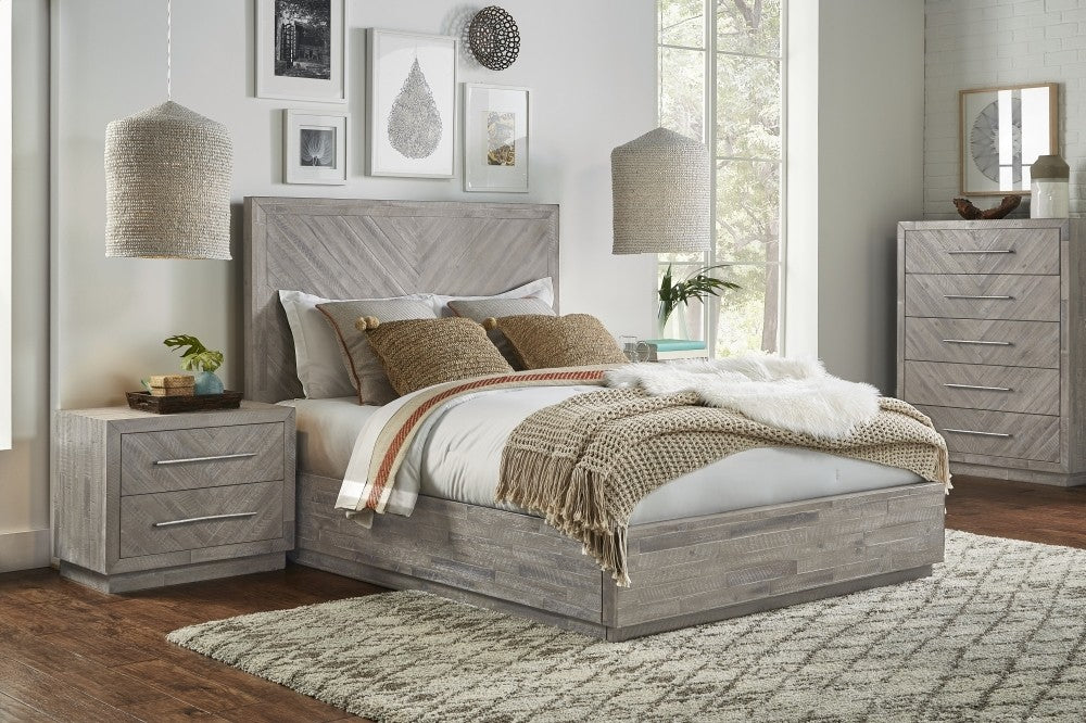 Alexandra Queen Platform Bed SOLID WOOD RUSTIC LATTE ONLY