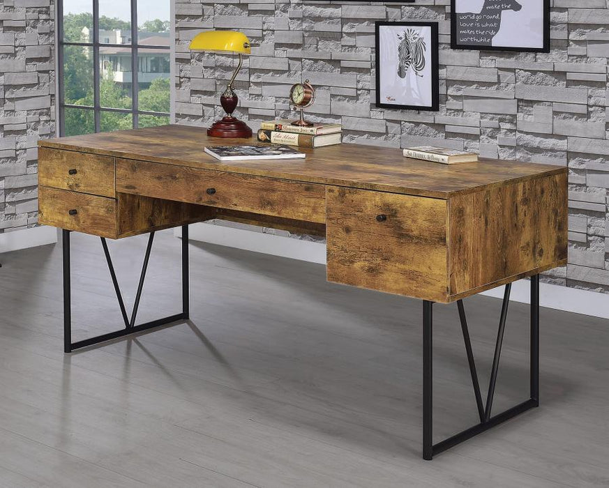 Analiese 4-Drawer Writing Desk Rustic Oak