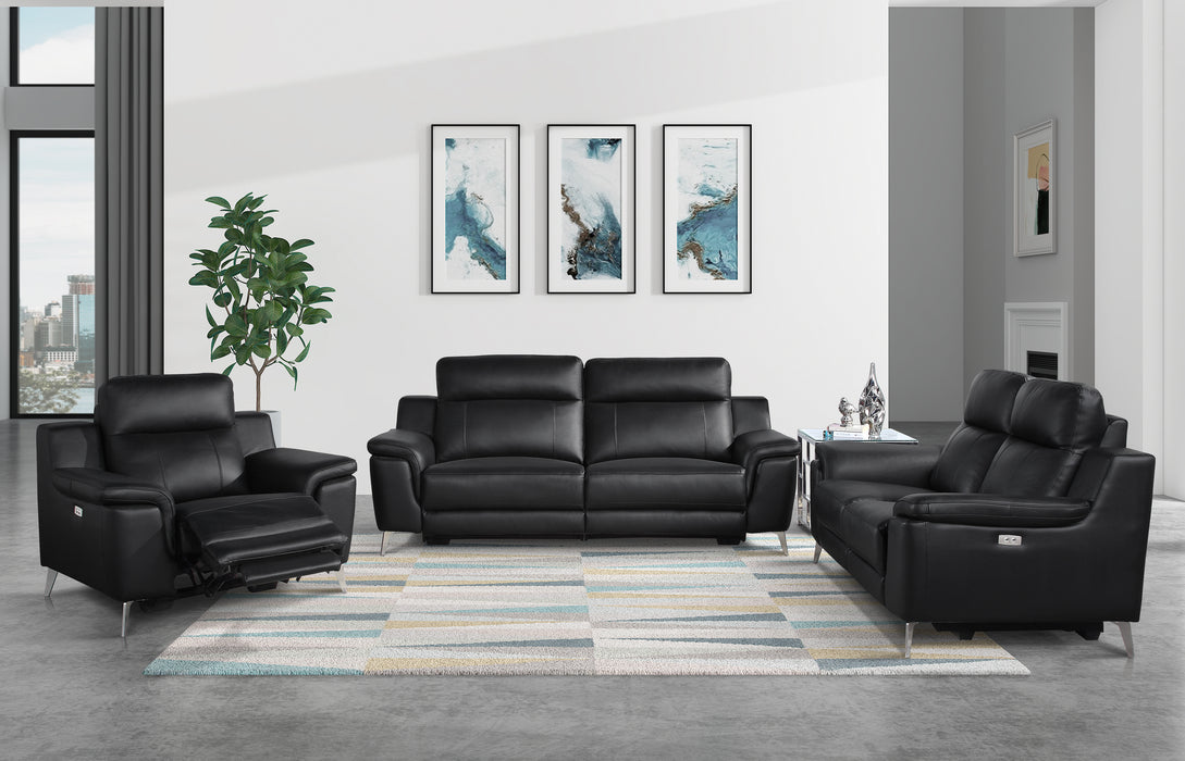 Antonio Top Grain Power Reclining Sofa BLACK