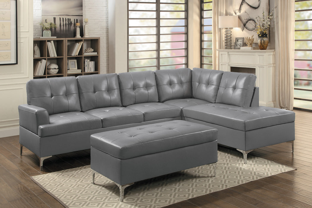 Barrington VINYL Sectional w/Right Chaise only GREY