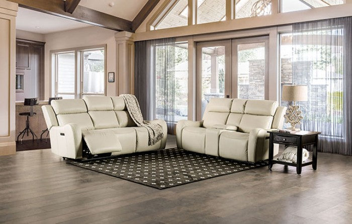 Barclay Vinyl Power Sofa Recliner BEIGE