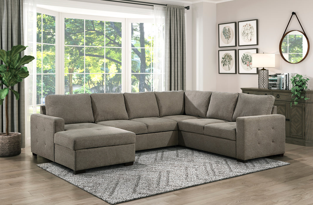 Elton 3PCS LAF or RAF Sectional with Sleeper & Storage BROWN ONLY