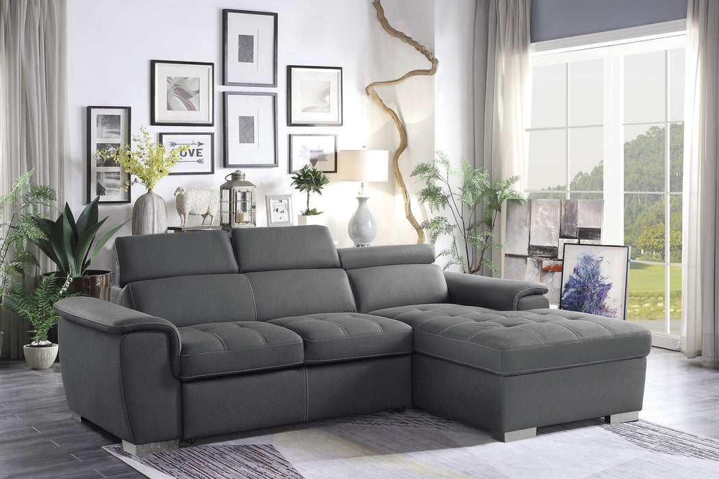 Ferriday 2-Piece Sectional with Pull-out Bed and Hidden Storage DARK GREY