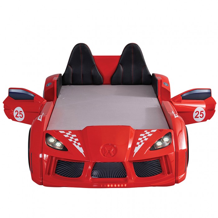 #Trackster Twin Race Car Bed RED