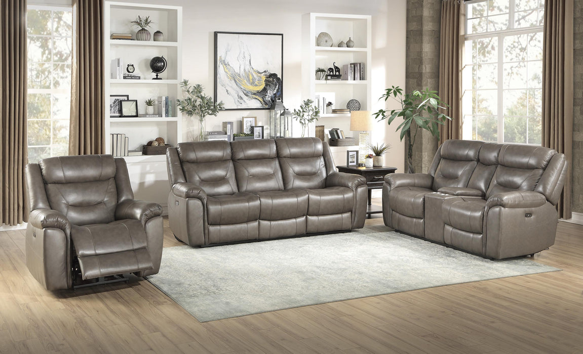 Kennett Italian Leather Power Reclining Sofa Greyish-Brown