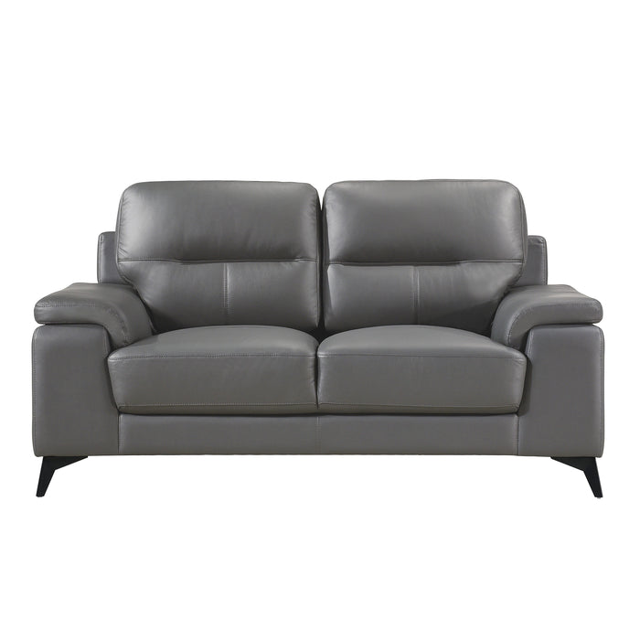 Mischa Top Grain Leather Loveseat DARK GREY