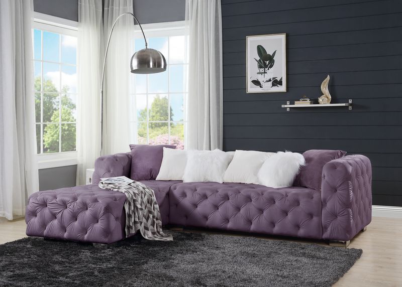 Qokmis Sectional PURPLE VELVET