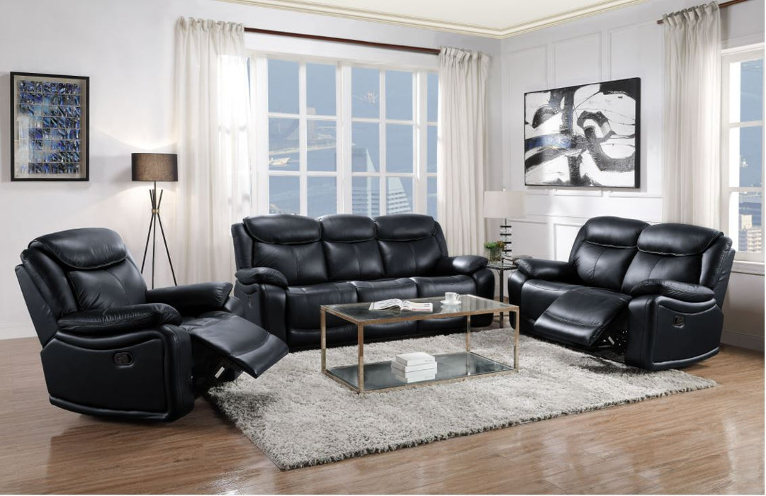 Ralorel Top Grain Leather Reclining Sofa BLACK ONLY