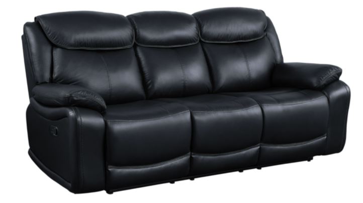 Ralorel Top Grain Leather Reclining Sofa BLACK ONLY