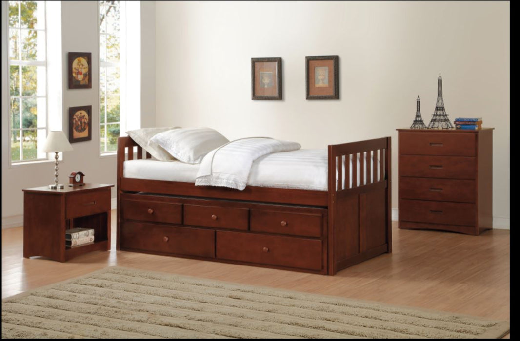 Rowe Twin Trundle Bed With Storage Drawers CHERRY BROWN