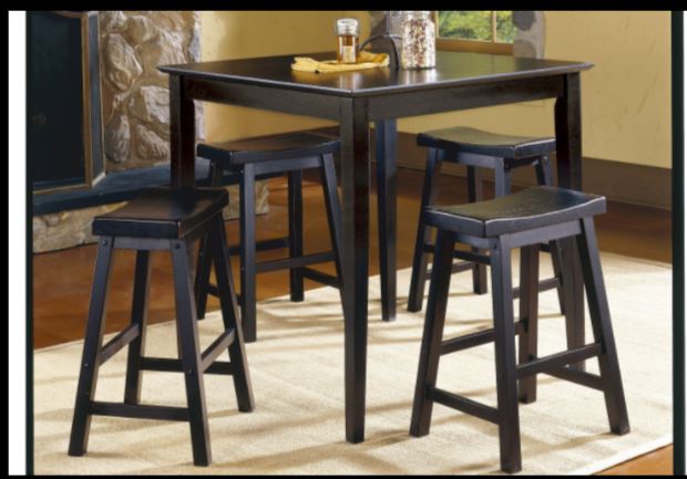 Saddleback 5PC Counter Dining Set BLACK