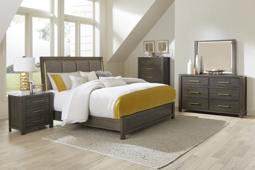 Scarlett Queen Bed with LED BROWNISH GREY ONLY